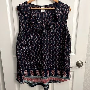 terra & sky Navy/Coral Lightweight Sleeveless Blouse